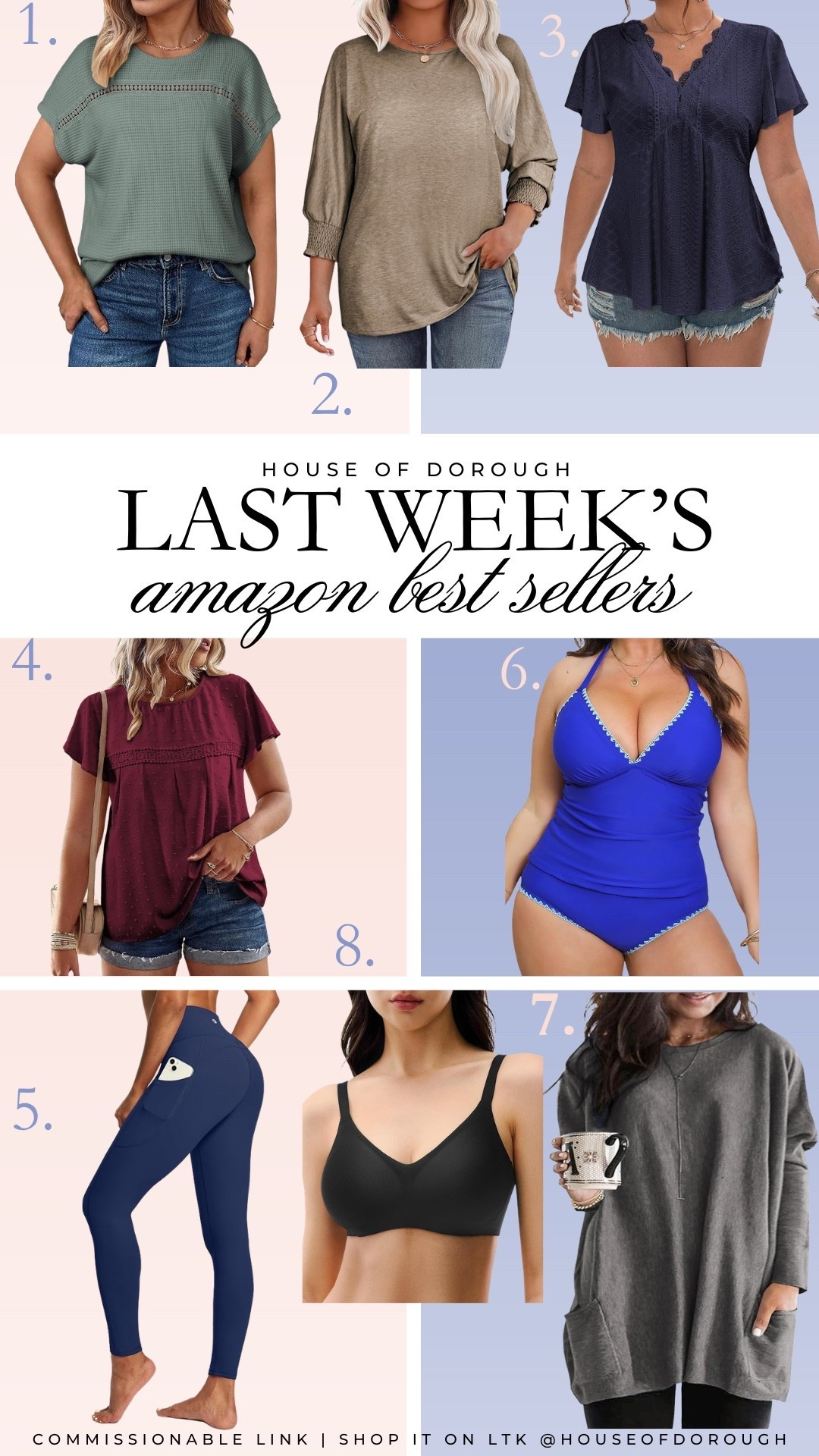 Last week’s Amazon best sellers! 1. Wearing a 2X in the top 2. Wearing a 3X 3. Wearing the 2X fits great, get regular size! 4. Wearing a 3X in the top 5. Wearing a 2X in the leggings 6. Wearing an XXL 7. Wearing a 3X 8. Wearing a 2X in the bra

Plus size fashion, amazon finds, best sellers, midsize fashion, mom style, affordable fashion, winter outfit ideas, comfy casual, casual tops

#LTKPlusSize #LTKMidsize #LTKOver40