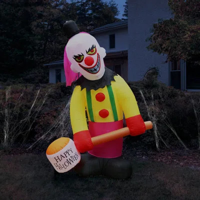 Haunted Hill Farm 8-Ft Tall Clown Blow Up Inflatable Yard Decor with Lights | Wayfair North America