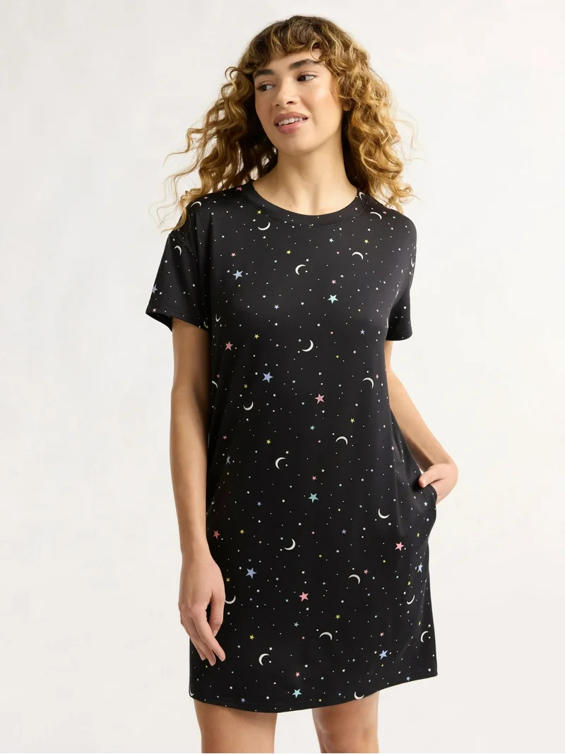 Joyspun Women's Dreamy Soft Collection Sleepshirt with Short Sleeves, Sizes S/M-2X/3X - Walmart.c... | Walmart (US)