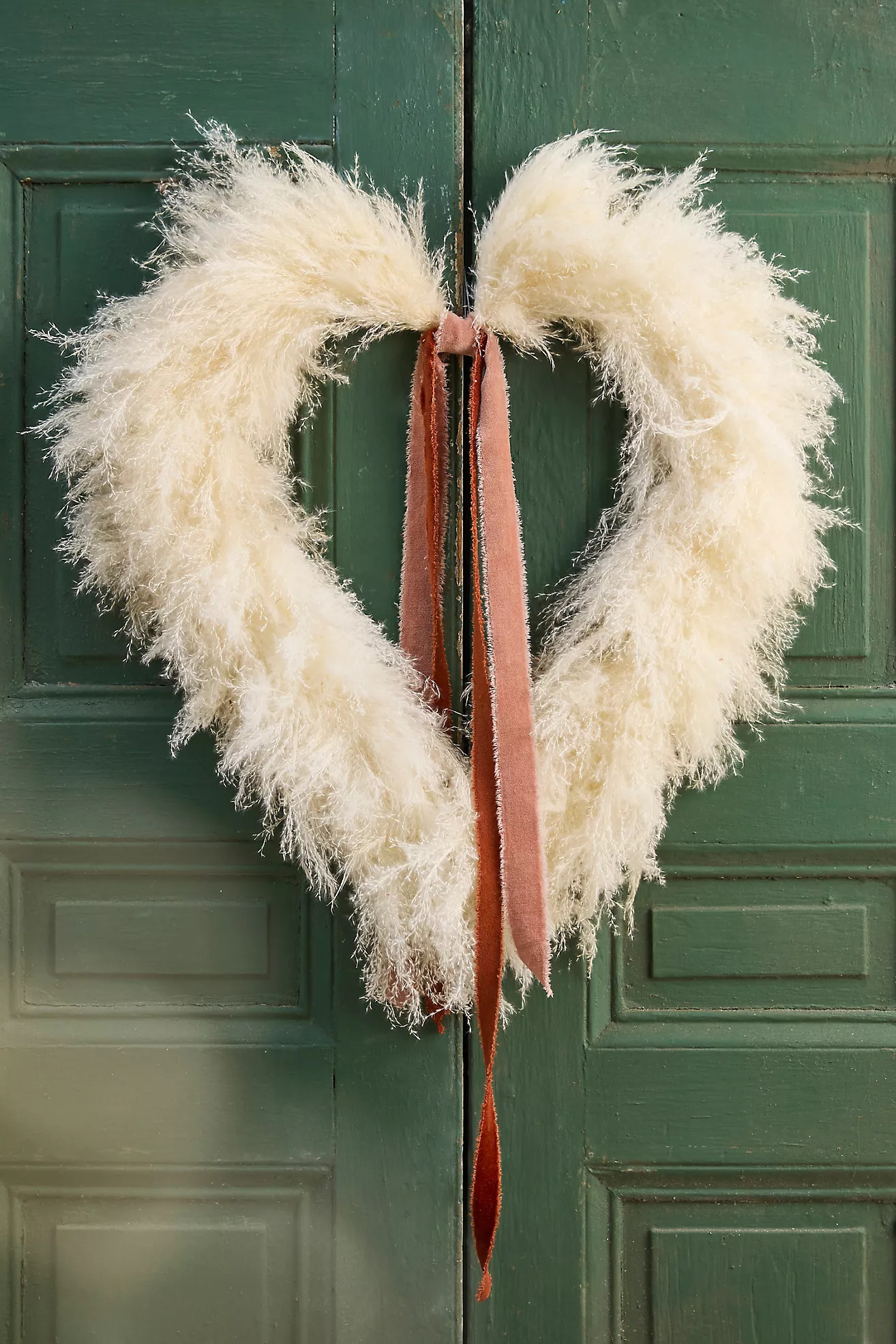 Ivory Pampas Grass Heart Wreath | Anthropologie (US)