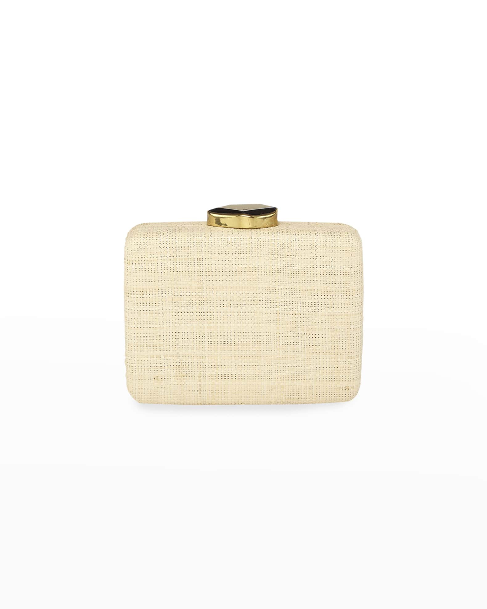 Flora Bella Zannone Raffia Metallic Clutch Bag | Neiman Marcus