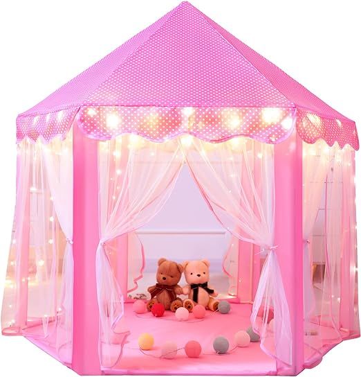 Sumbababy Princess Castle Tent for Girls Fairy Play Tents for Kids Hexagon Playhouse with Fairy S... | Amazon (US)