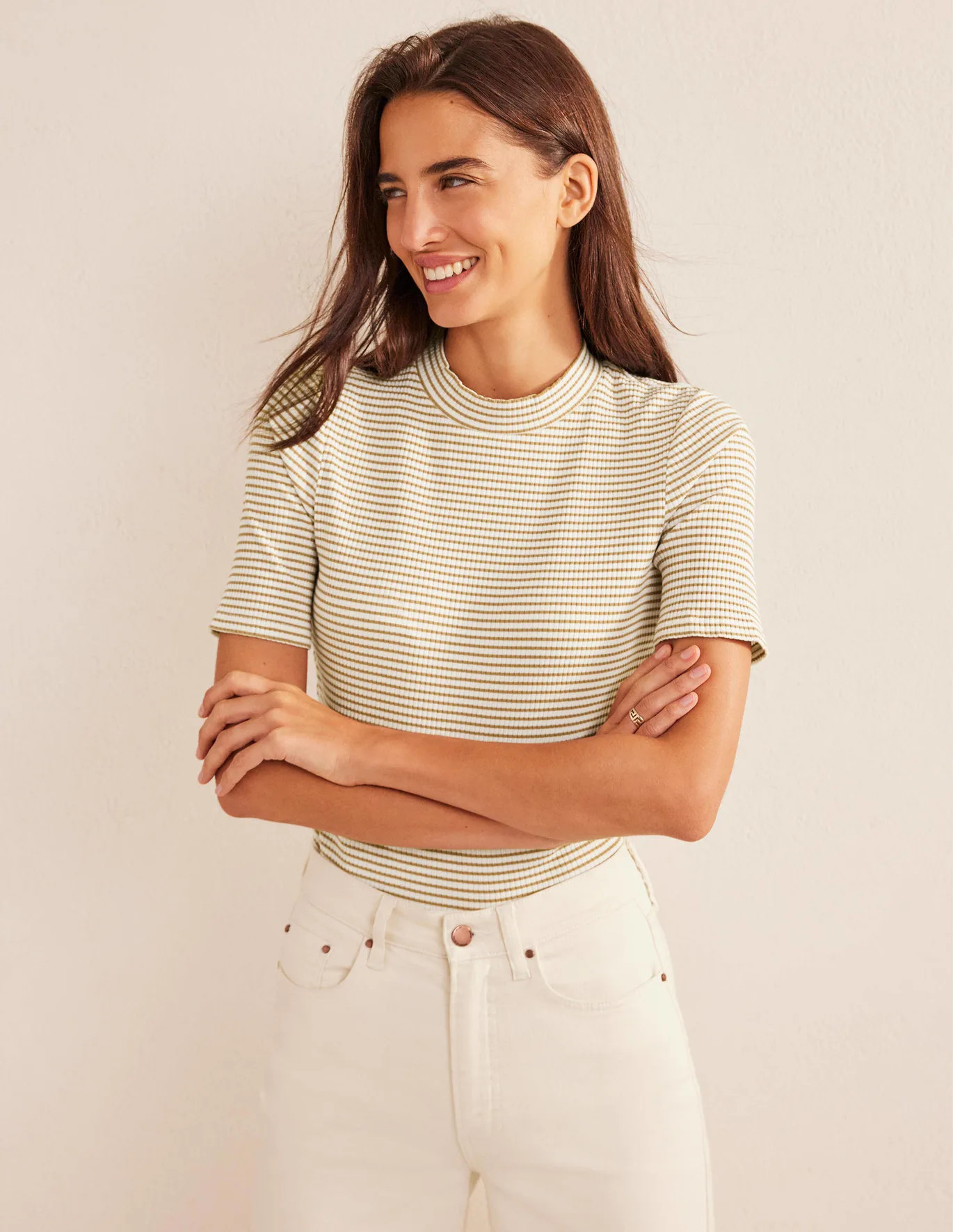 High Neck Ribbed Top | Boden (US)