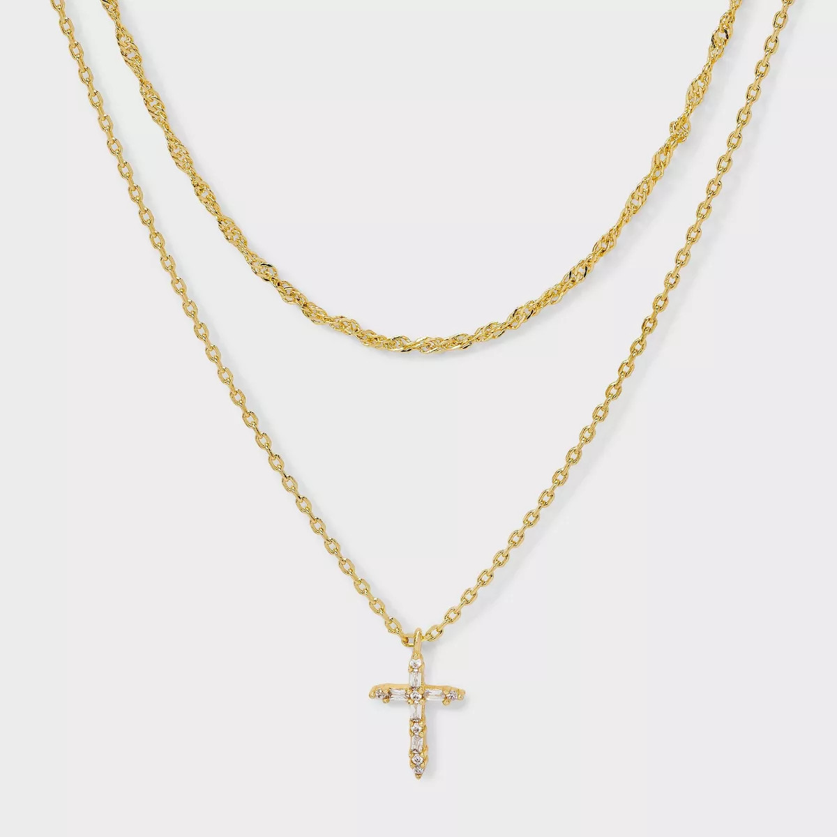 14K Gold Plated Cubic Zirconia Cross Pendant Necklace - A New Day™ Gold | Target