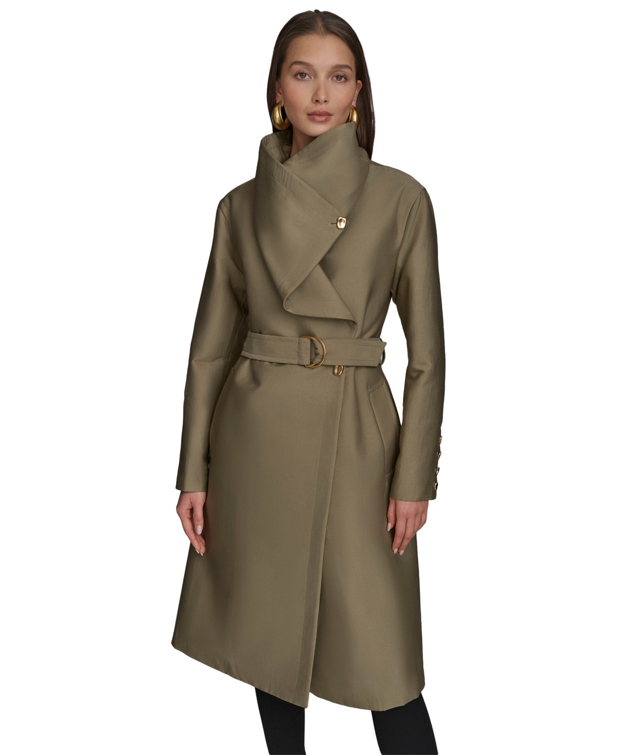 Donna Karan New York Women's Draped-Neck Trench Coat - Terragon | Macy's