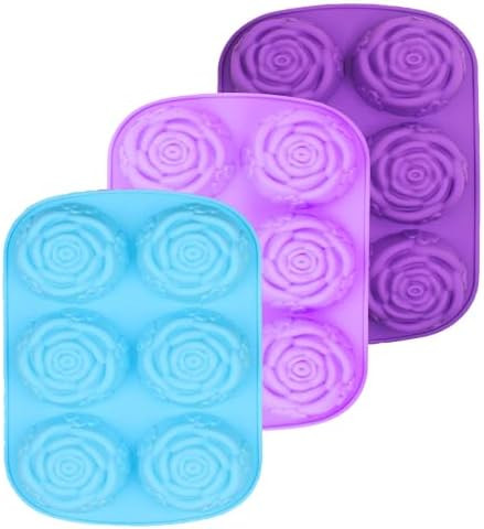 NIKKIER 6 Cavity Rose Flower Silicone Mold for Cake Chocolate Candy Cupcakes Pudding Muffins Ice ... | Amazon (US)