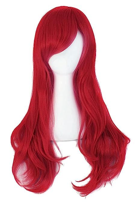MapofBeauty 28" 70cm Long Curly Hair Ends Costume Cosplay Wig (Dark Red) | Amazon (US)