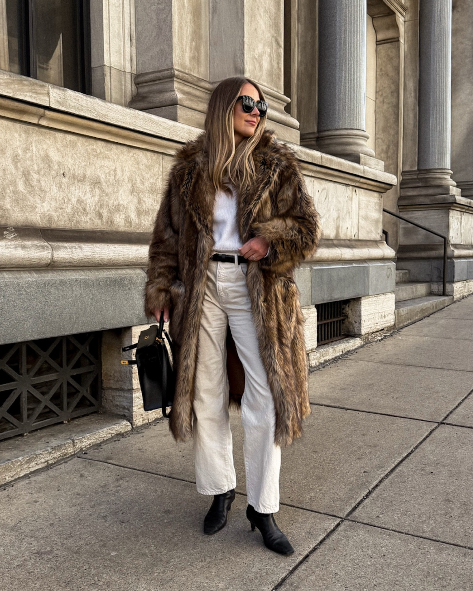 Fashion Jackson, faux fur coat is from Frankie Shop (sold out) winter outfit, white jeans, black boots 

#LTKStyleTip #LTKOver40 #LTKSeasonal