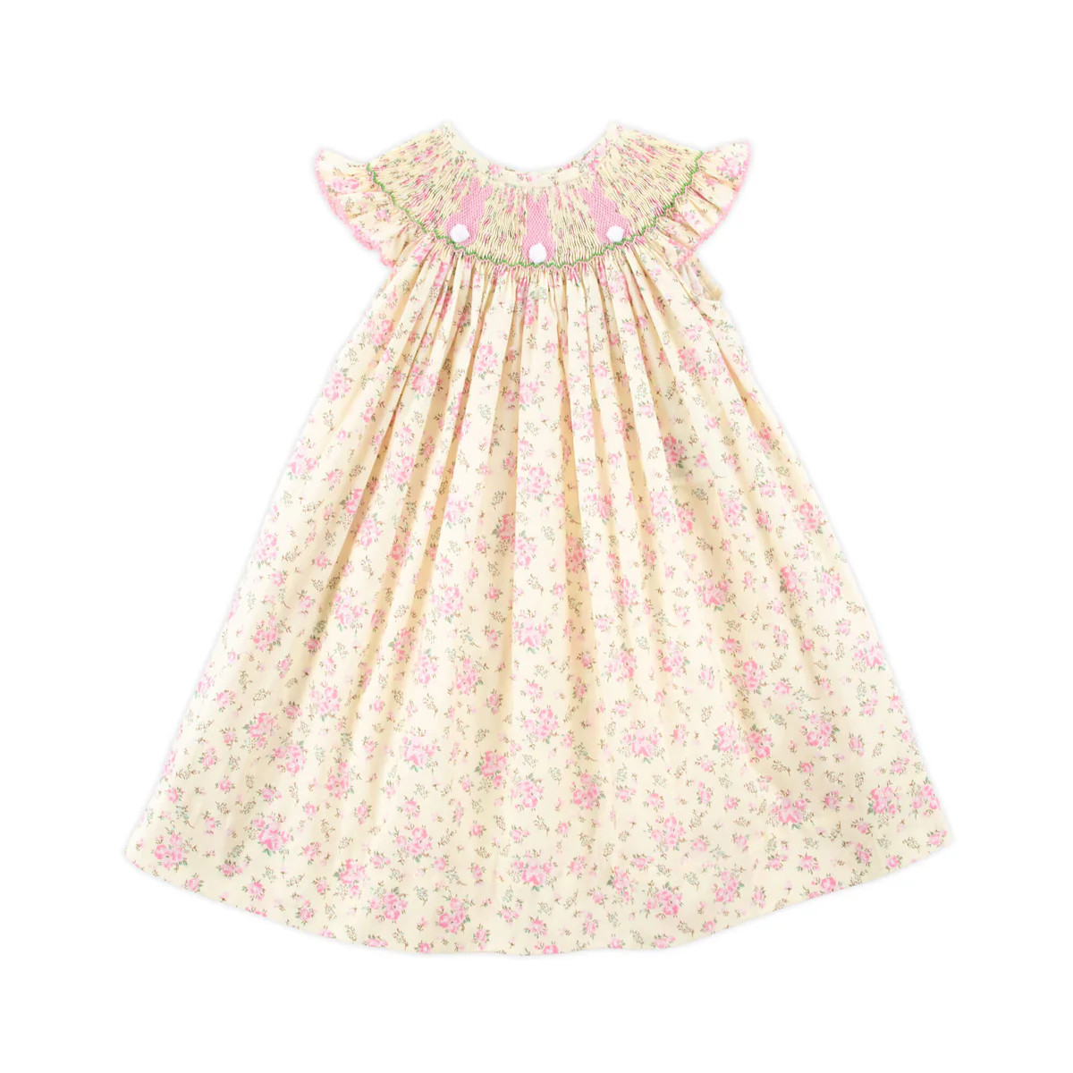 Fluffy Bunny Yellow Floral Smocked Dress | Classic Whimsy
