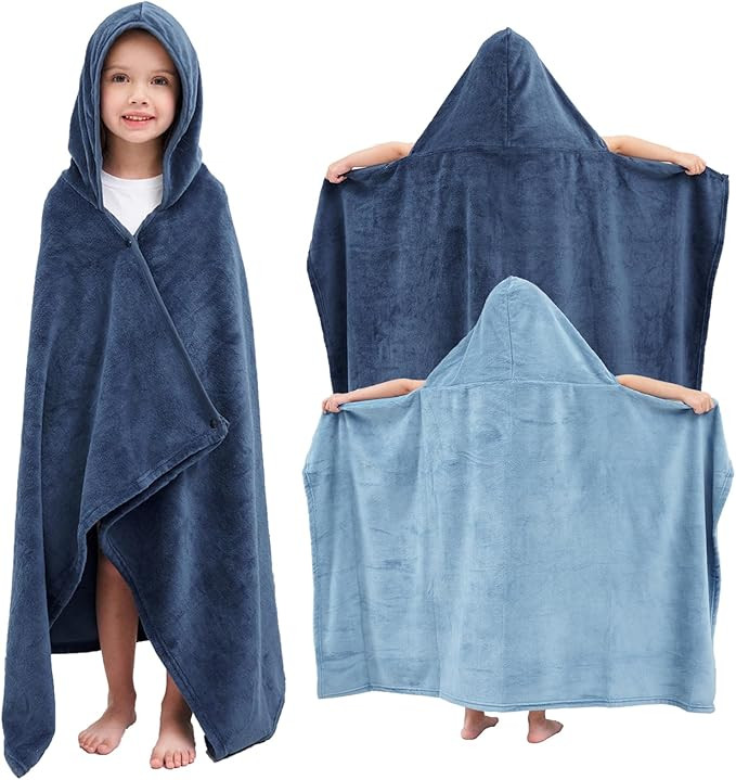 Hiturbo 2Pcs Kids Fleece Hooded Towel: Soft Plush Warm Blanket - 50"x30" Pool Beach Bath Swim Tow... | Amazon (US)