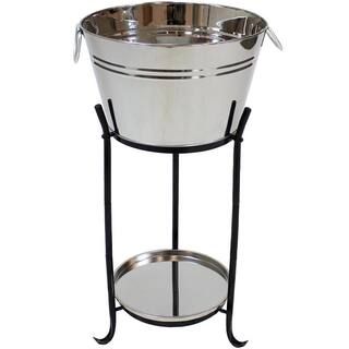 Sunnydaze Decor Ice Bucket Drink Cooler with Stand and Tray for Parties, Stainless Steel, Holds B... | The Home Depot