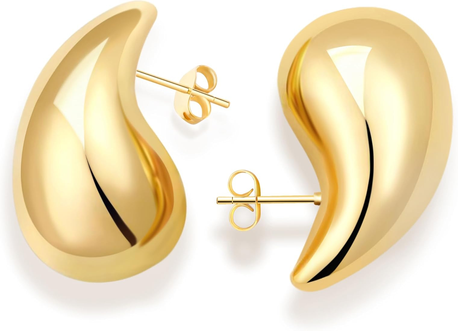 Chunky Gold Hoop Earrings for Women, Lightweight Waterdrop Hollow Tear Drop Earrings, Hypoallergenic | Amazon (US)