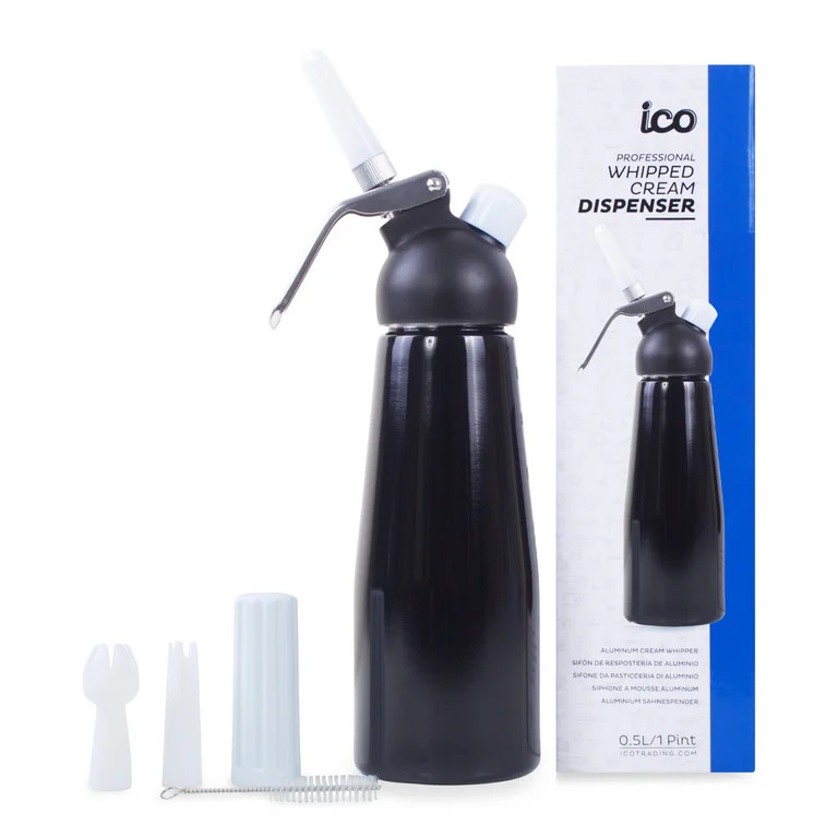 ICO Black Aluminum Whipped Cream Dispenser for Use with 8g Whip Cream Chargers, 1 Pint | Walmart (US)