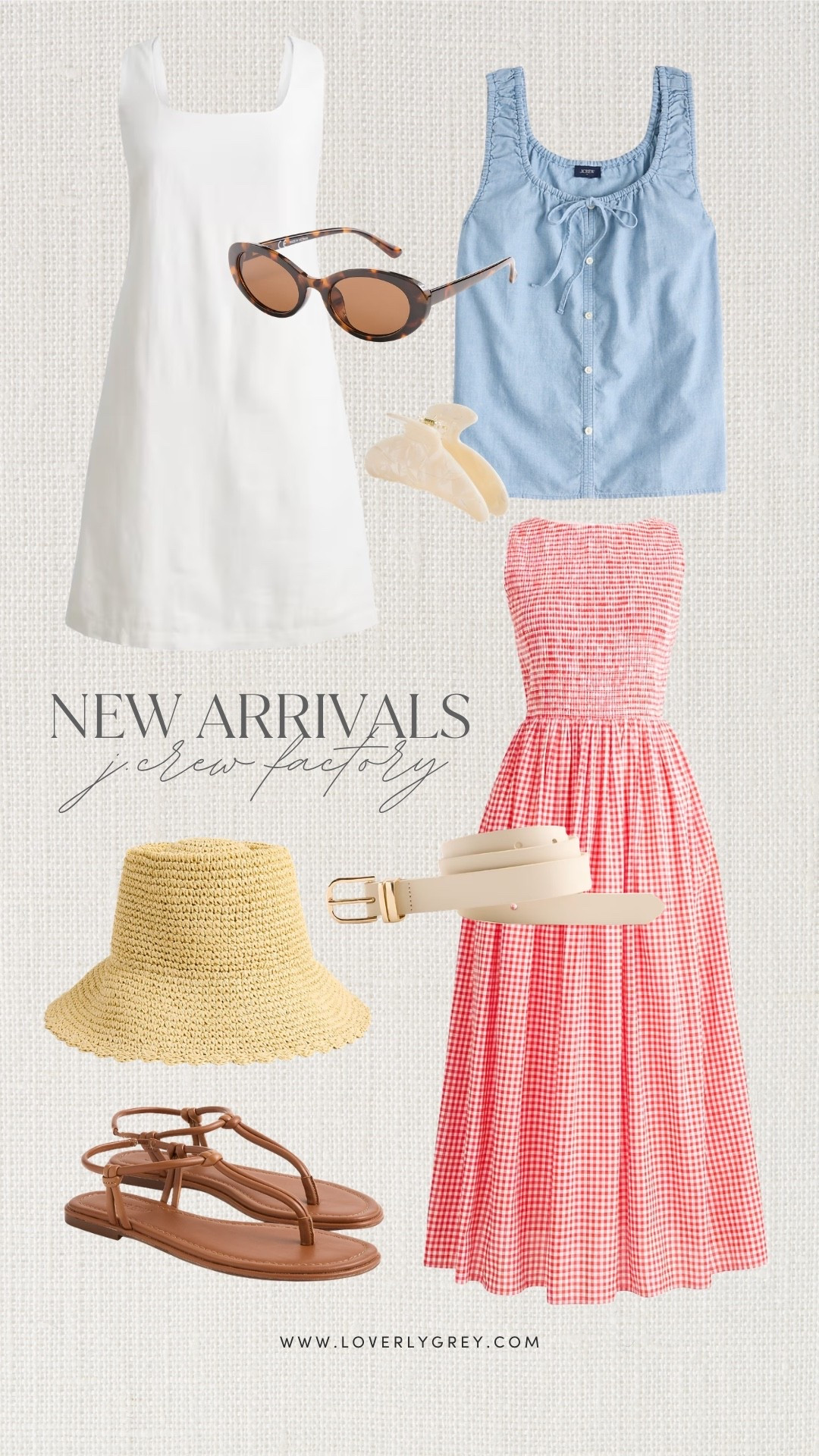 The prettiest classic summer staples to upgrade your warm-weather wardrobe on a budget! Grab this chambray tank, straw bucket hat, and leather sandals before they sell out. Loverly grey, J.Crew Factory finds, summer outfit inspiration, straw hat, affordable fashion finds

#LTKgrwm #LTKootd #LTKSeasonal