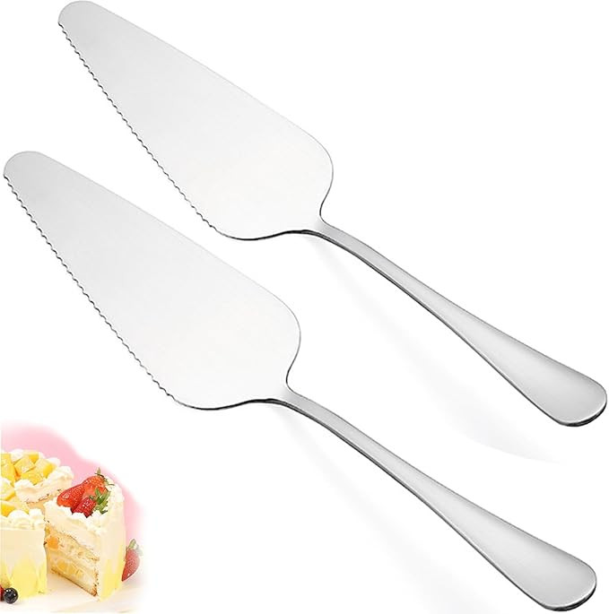 Cake Pie Server, 2 Pack Stainless Steel Pizza Pastry Cake Slicer Server Set, Cake Cutter with Ser... | Amazon (US)