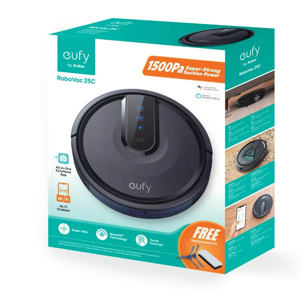 Anker eufy 25C Wi-Fi Connected Robot Vacuum, Great for Picking up Pet Hairs, Quiet, Slim | Walmart (US)