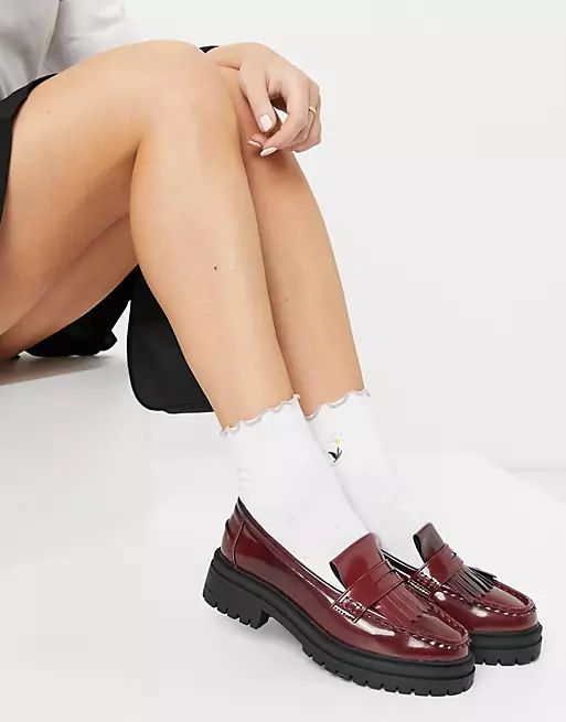 ASOS DESIGN Melon chunky loafers in burgundy | ASOS (Global)