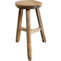 Vintage Elm Wood Round Stool | Etsy (US)