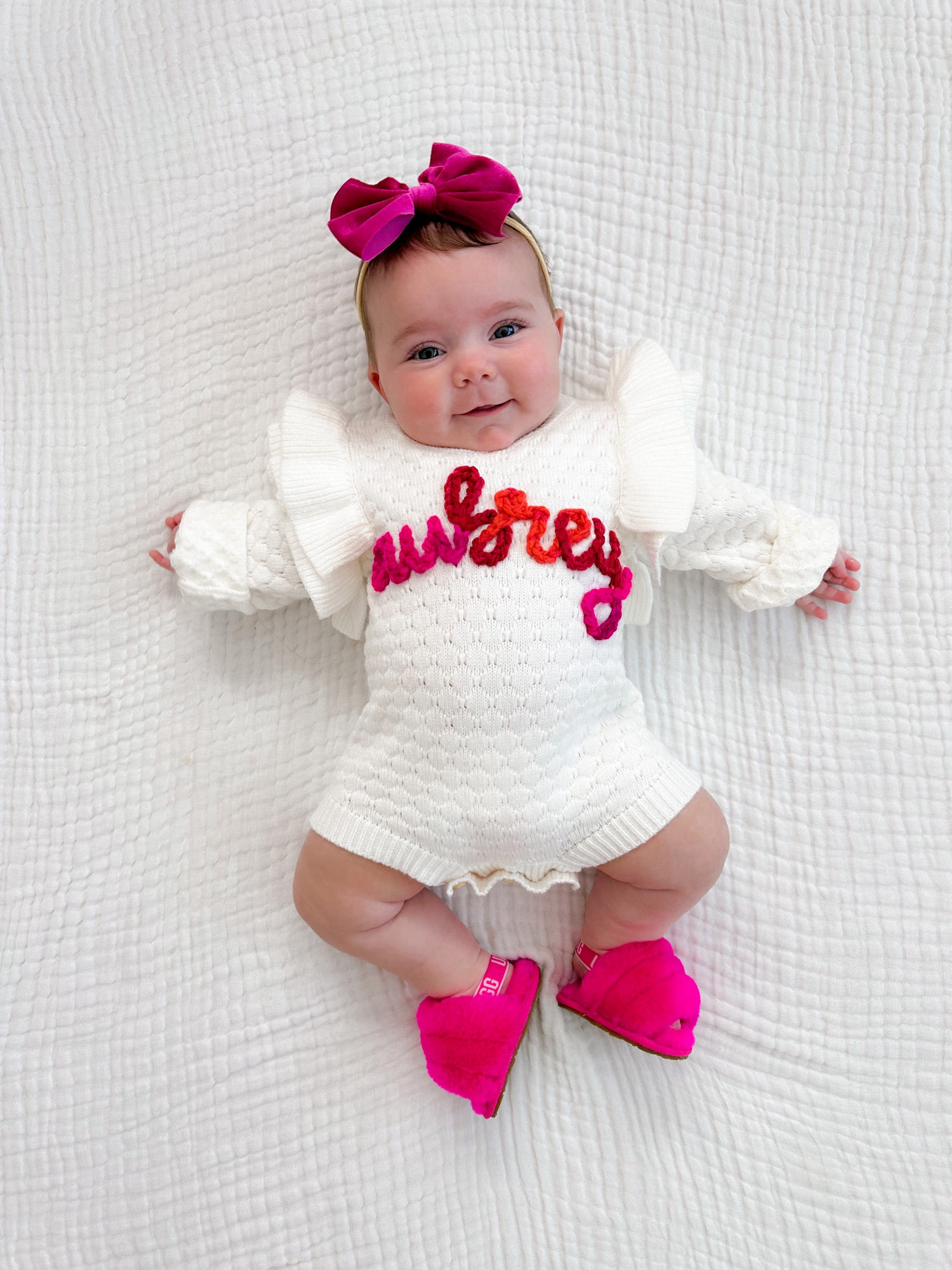 Baby girl stitched outfit! Onesie is from Amazon & Bow is from Caden Lane (linked here)! The stitching was done by @snow_stitches on IG 🩷

Baby girl style / baby girl fashion / baby fashion / baby girl outfit / baby style / baby clothes / Amazon baby style / 

#LTKfindsunder50 #LTKkids #LTKbaby