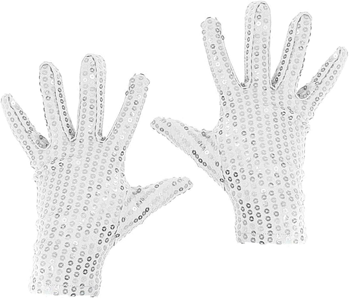Sparkly Sequin Gloves - Unisex Silver Glitter Dance Gloves for Skating & Cosplay | Amazon (US)