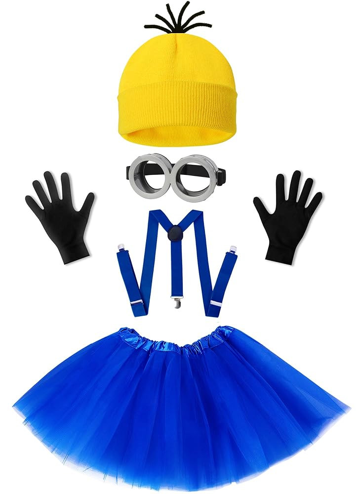 5 PCS Halloween Costume for Kids Girls,Goggles/Beanie/Tutu Skirt/Suspenders/Gloves Halloween Cost... | Amazon (US)
