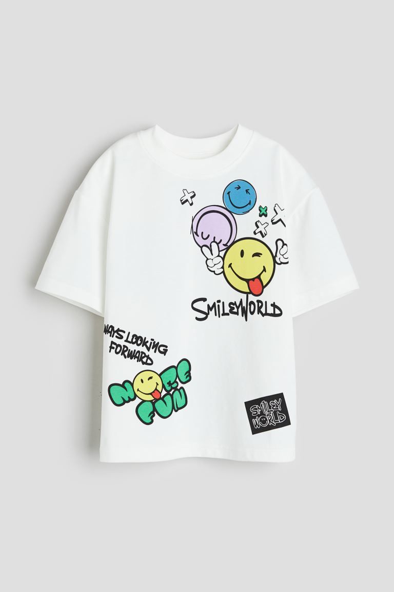 Printed T-shirt - White/SmileyWorld® - Kids | H&M US | H&M (US + CA)