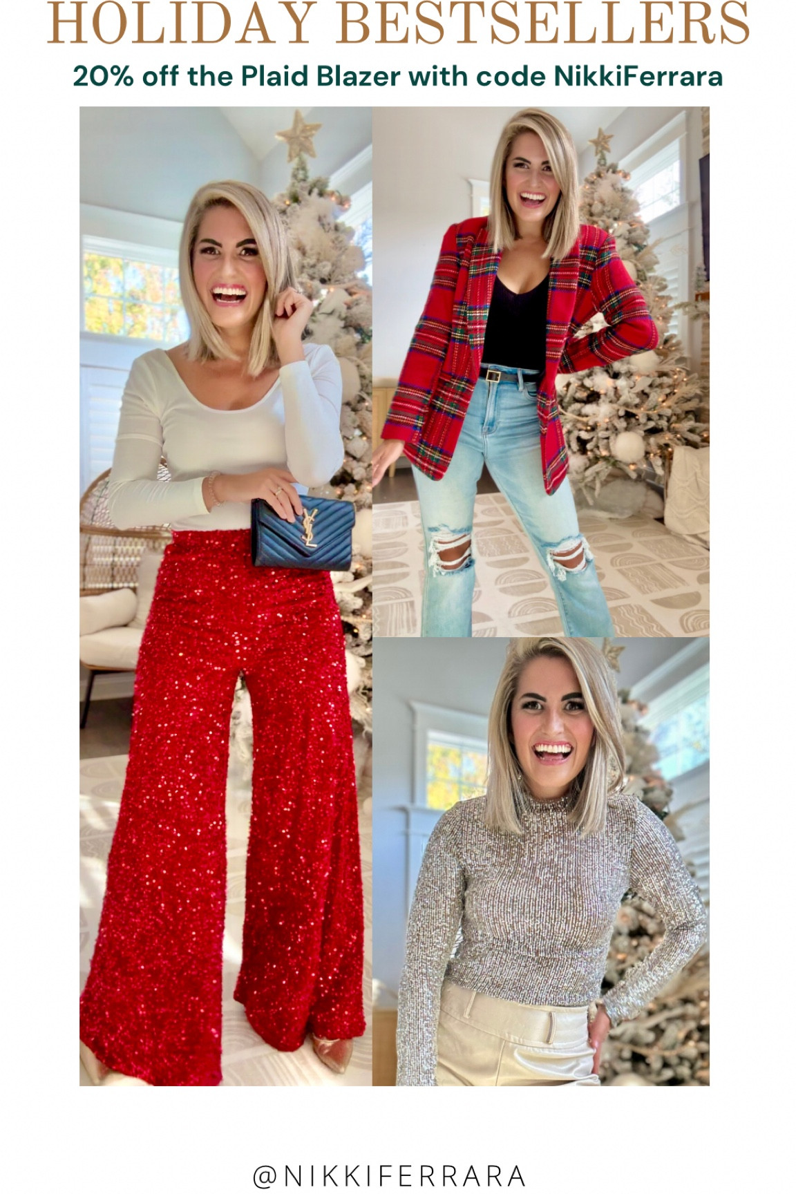 HOLIDAY OUTFIT BESTSELLERS❤️🎄
Christmas party outfits, New Years Eve Outfits

Christmas party, holiday party outfit, sequin pants, sequin joggers, Christmas sweater, red plaid blazer, Christmas blazer, tartan blazer, Chris’s shoes, red shoes, rhinestone bow shoes, bow shoes, red Christmas shoes, Amazon Christmas outfit, Vici, Amazon Christmas, sequin turtleneck, silver sequin top, sequin top, jeans, denim, #LTKfindsunder50 

#LTKSeasonal #LTKHoliday