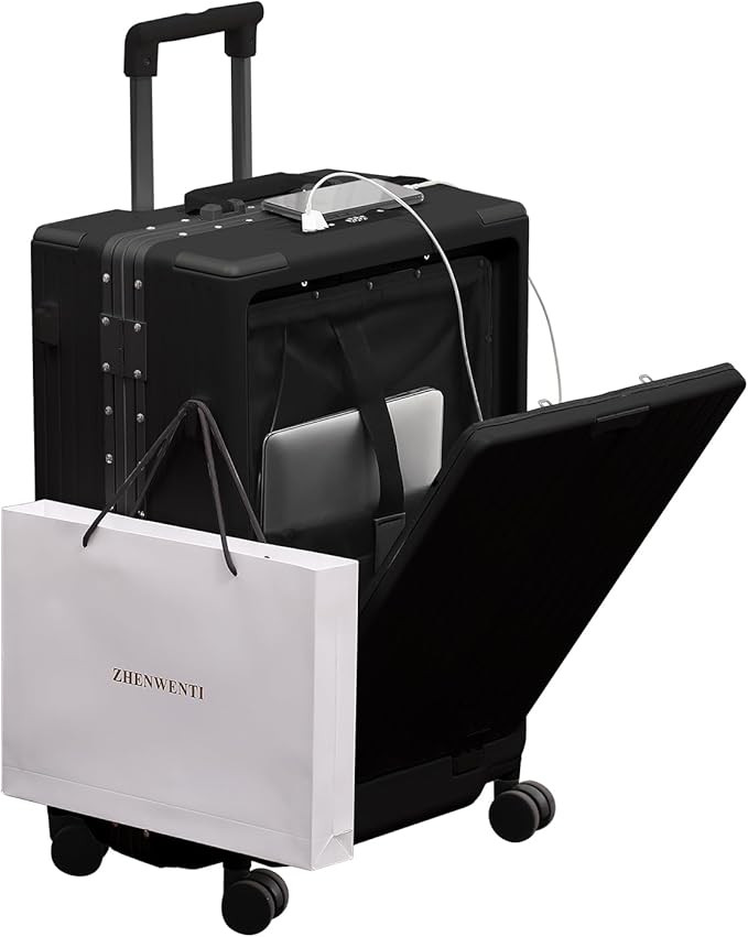 YUNASAY Aluminum Frame Carry on Luggage with Cup Holder&Phone Holder, Usb Port, TSA Lock, Front C... | Amazon (US)