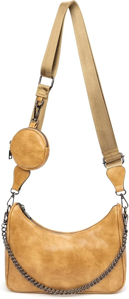 Small Crossbody Hobo Handbags for Women, Multipurpose Soft Shoulder Bag Lightweight Retro Tote Bag w | Amazon (US)