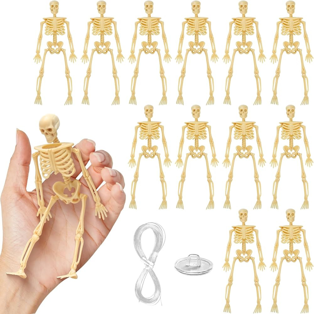 KatchOn, 12 Pcs Halloween Mini Skeletons Figurines - 6 Inch | Small Skeleton Figure for Crafts | ... | Amazon (US)