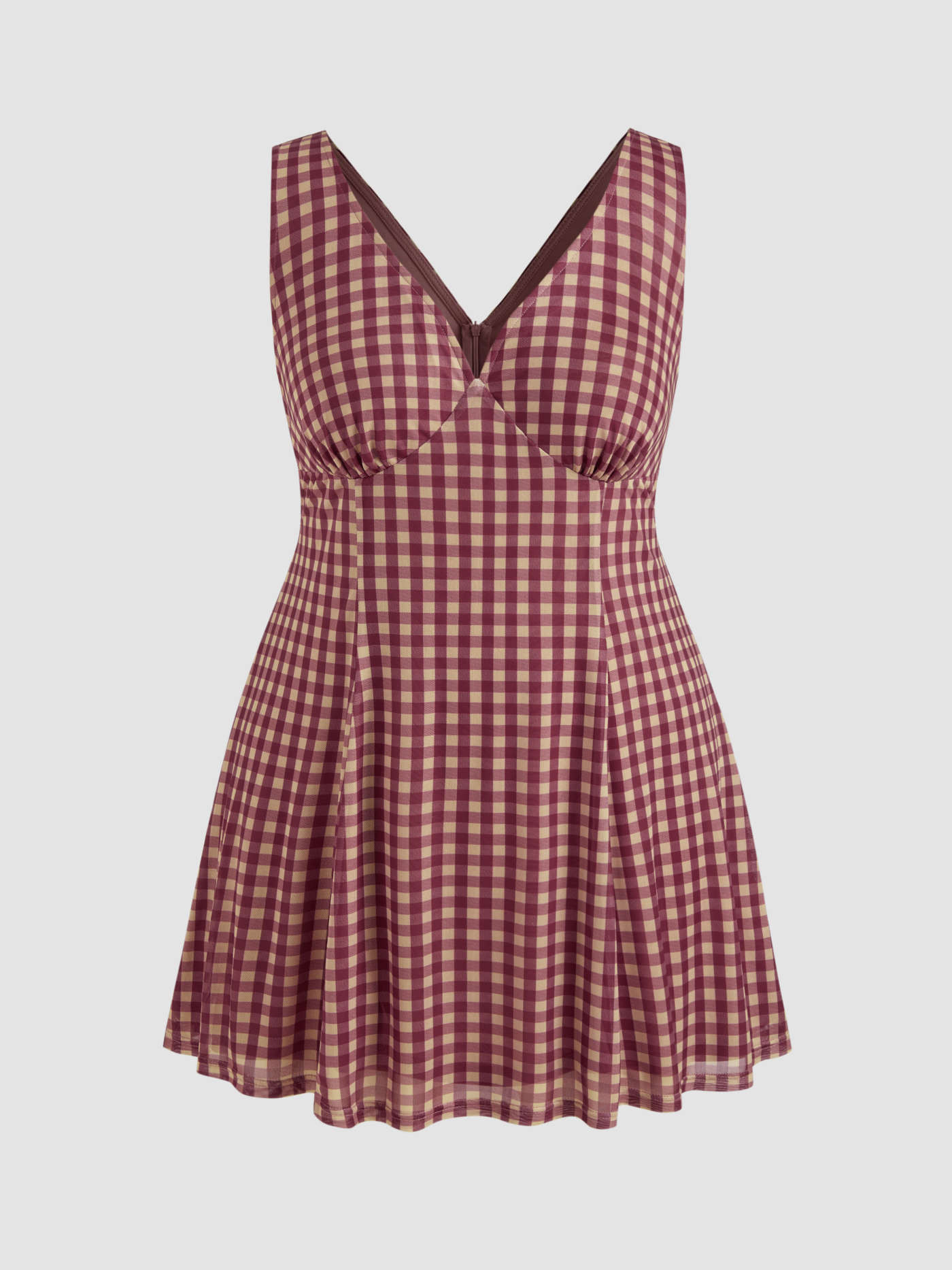 V-neck Check Mini Dress Curve & Plus | Cider