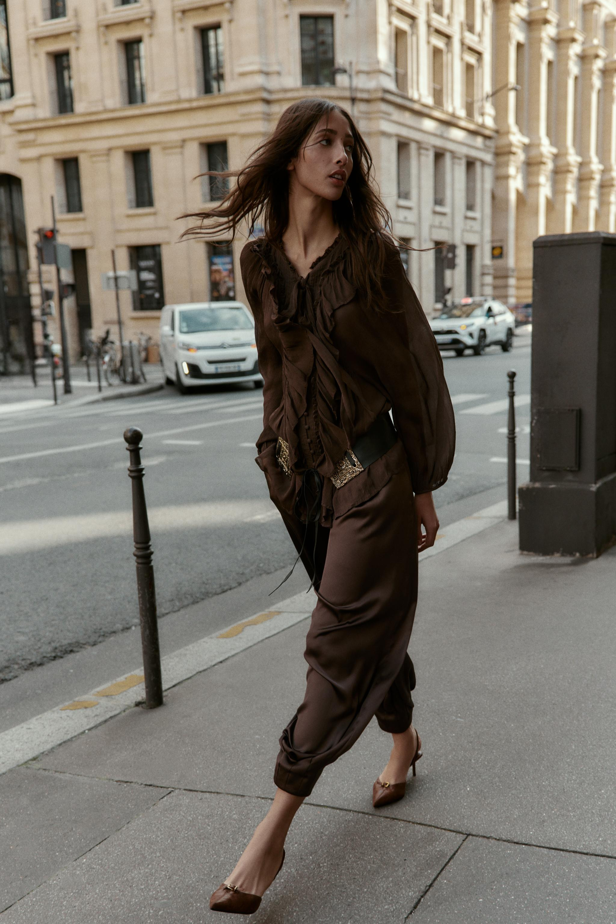 FLOWY RUFFLED SHIRT | Zara US