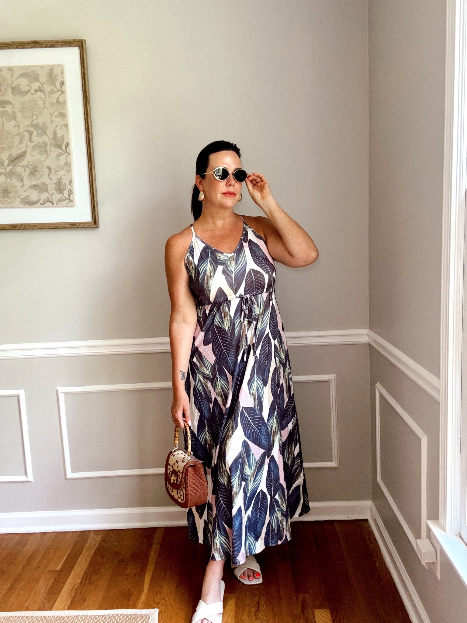 A pretty palm leaf 🍃 summer maxi the perfect easy, chic resort style maxi dress . #vacationdress #macidresses #resortwear #dress 

#LTKTravel #LTKFindsUnder50 #LTKMidsize
