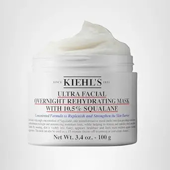 Kiehl's Ultra Facial Overnight Hydrating Face Mask with 10.5% Squalane, Deeply Hydrates Skin & St... | Amazon (US)