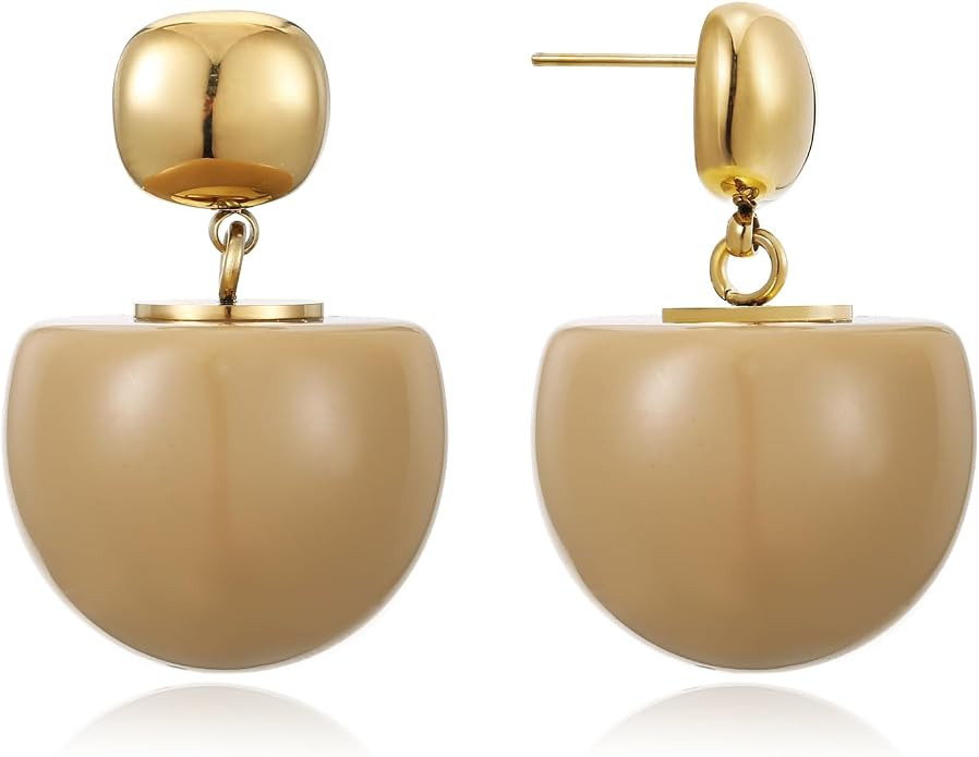 Amazon.com: Heantiys Colorful Ball Earrings for Women 14K Gold Plated Stainless Steel Hypoallergenic Resin Round Stud Drop Dangle Earrings Trendy Statement Jewelry for Wedding Prom Daily Wear Birthday Gifts (Beige): Clothing, Shoes & Jewelry | Amazon (US)