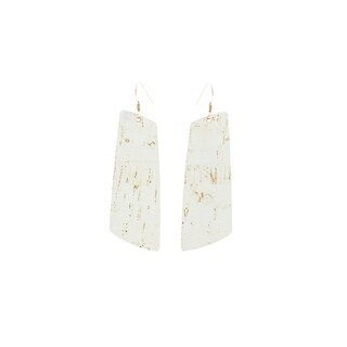 White Cork Gem Leather Earrings | Nickel and Suede