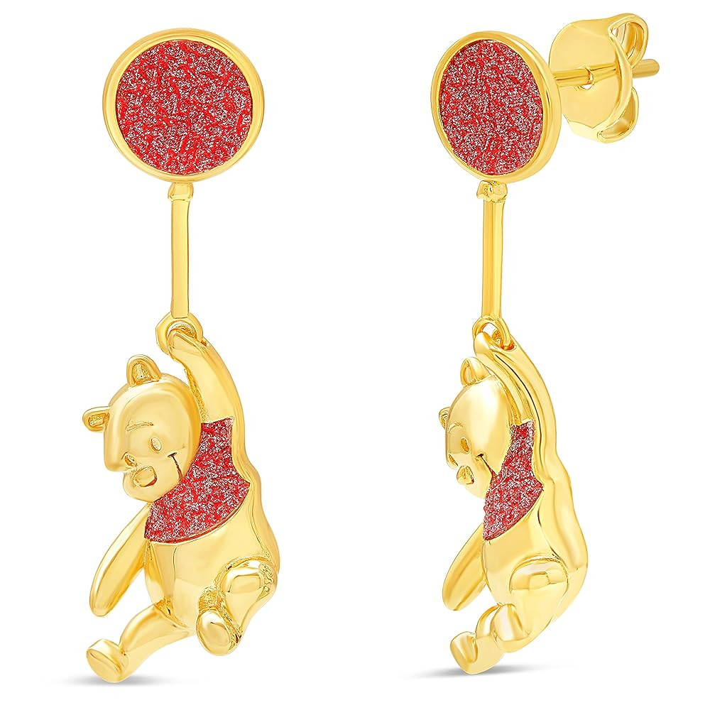 Disney Winnie the Pooh Womens Flash Plated Earrings - Drop Earrings for Women - Winnie the Pooh E... | Amazon (US)