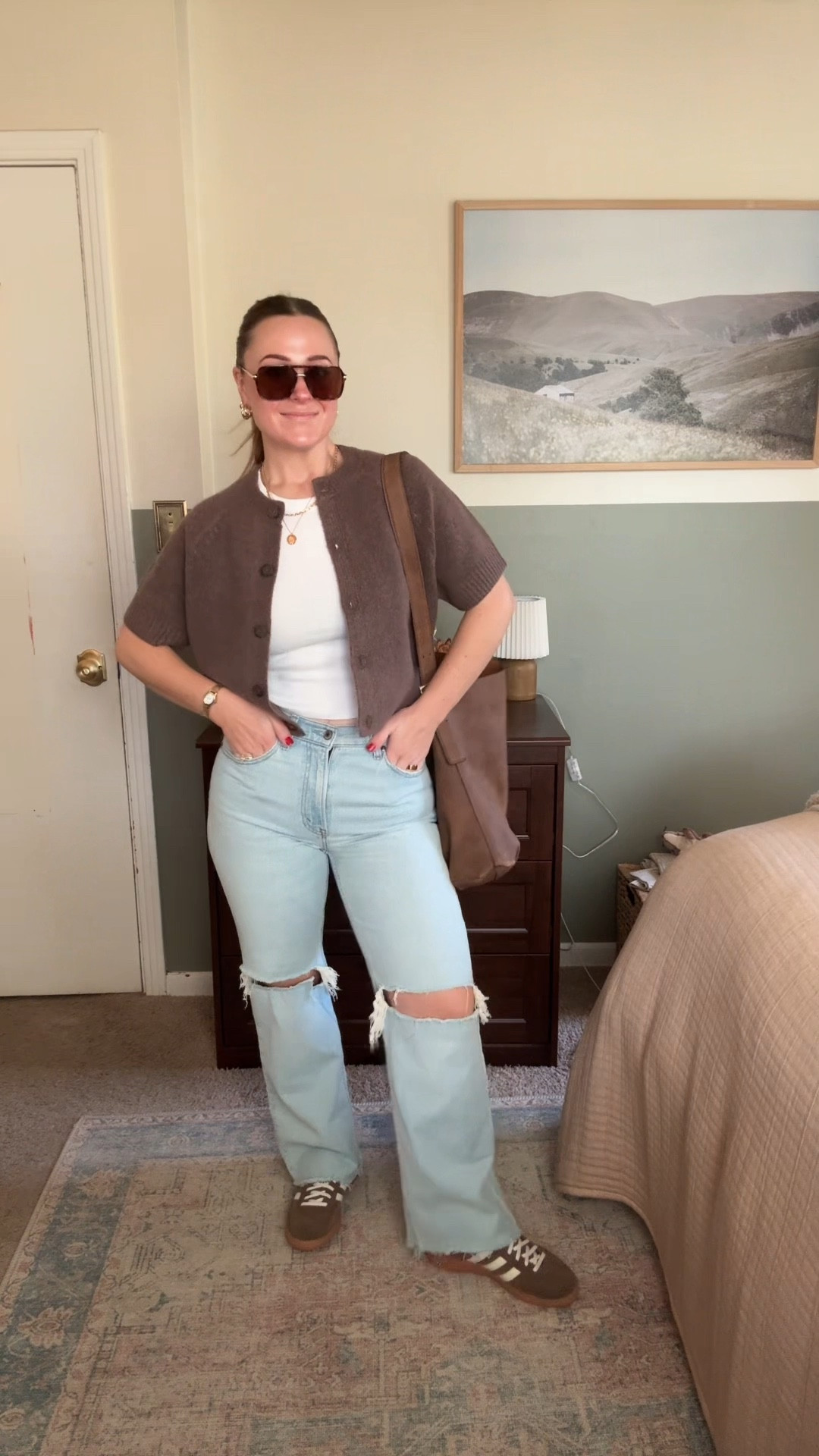 Realistic fall outfit 17/31 | casual outfit | brown sneakers | adidas | short sleeve cardigan | Abercrombie jeans 

#LTKStyleTip #LTKSeasonal #LTKSaleAlert