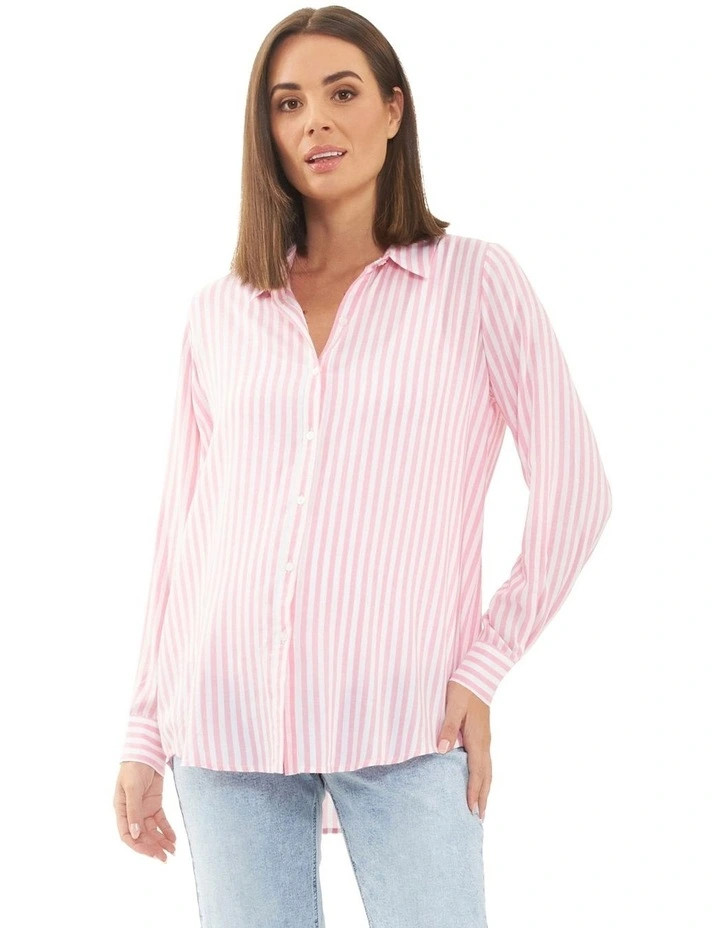 RipeEmmy Stripe Shirt in Bubble Gum/White | Myer