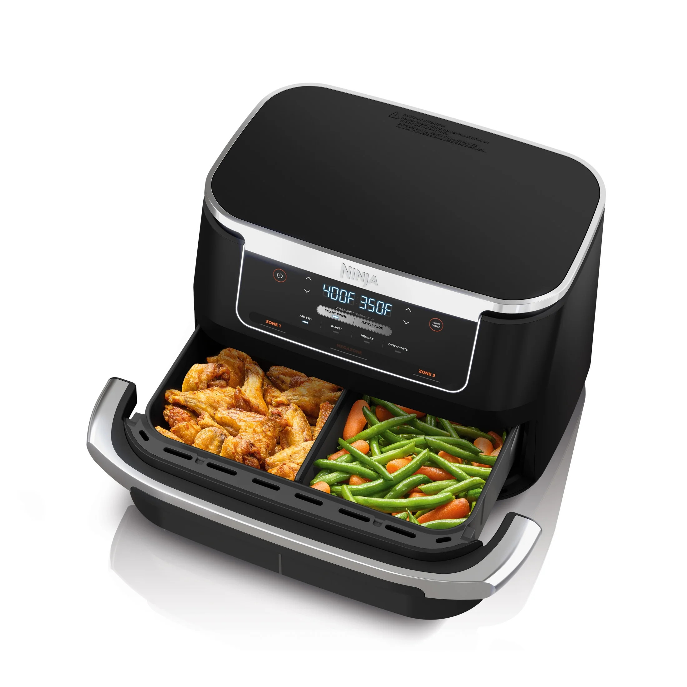 Ninja Foodi 4-in-1 7 Qt Air Fryer w/ DualZone FlexBasket, MegaZone DZ070 Black | Walmart (US)