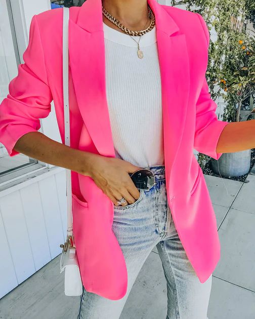 Standards Pocketed Blazer - Neon Pink - SALE | VICI Collection