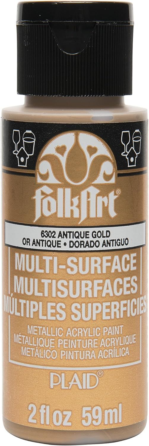 FolkArt Multi-Surface Metallic Paint in Assorted Colors (2 oz), Metallic Antique Gold | Amazon (US)