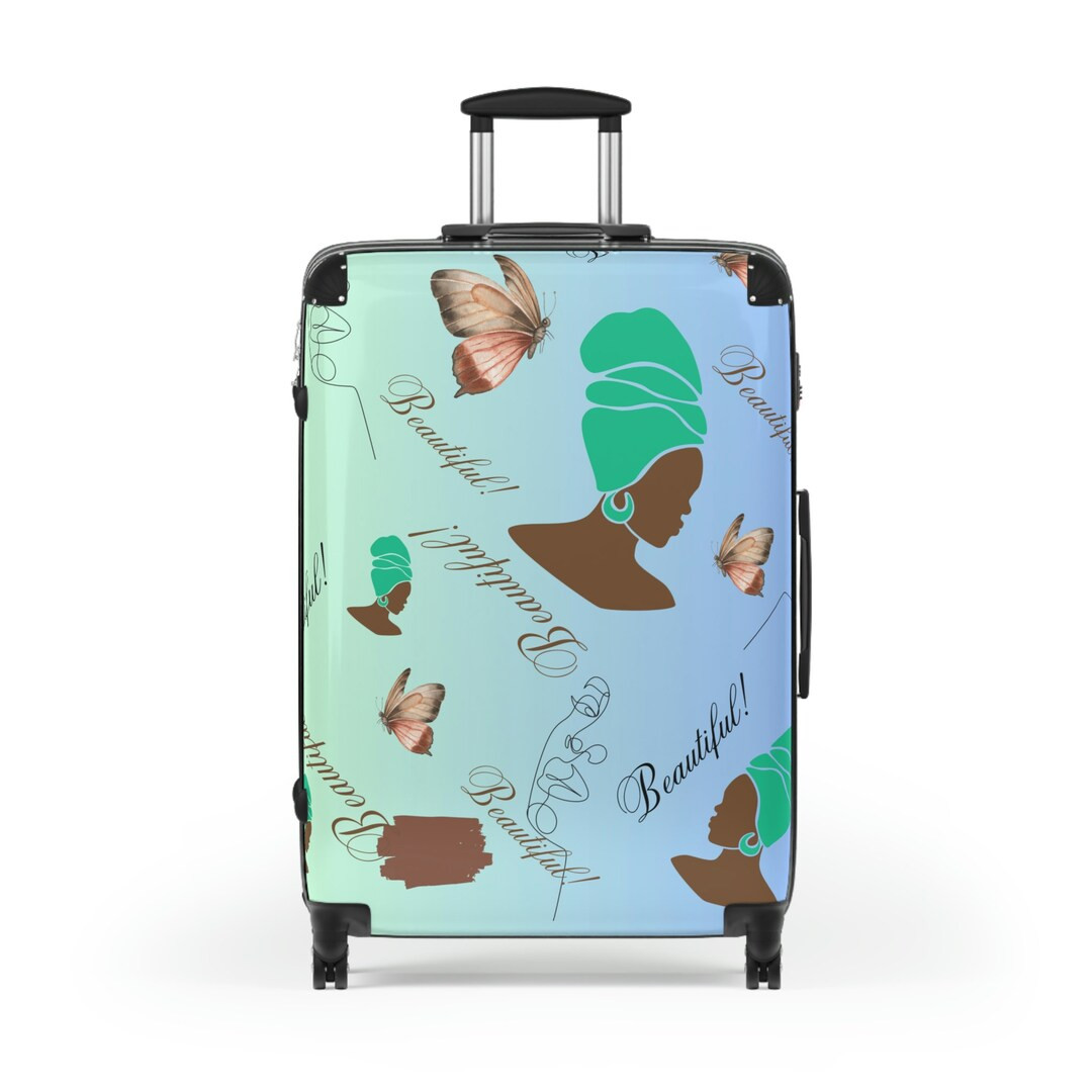 Beautiful Turquoise and Brown Lady Suitcases/ Fun Suitcases/ - Etsy | Etsy (US)