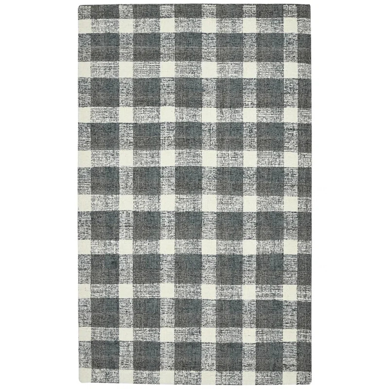Ashleigh Plaid Handmade Tufted Wool Gray Area Rug | Wayfair North America