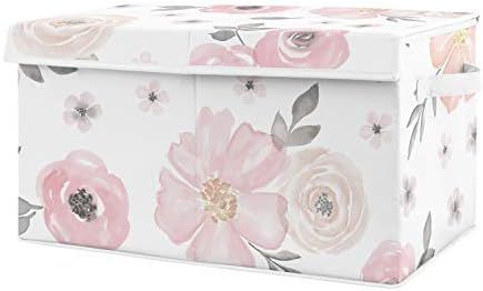 Sweet Jojo Designs Pink and Grey Rose Flower Girl Baby Nursery or Kids Room Small Fabric Toy Bin ... | Amazon (US)