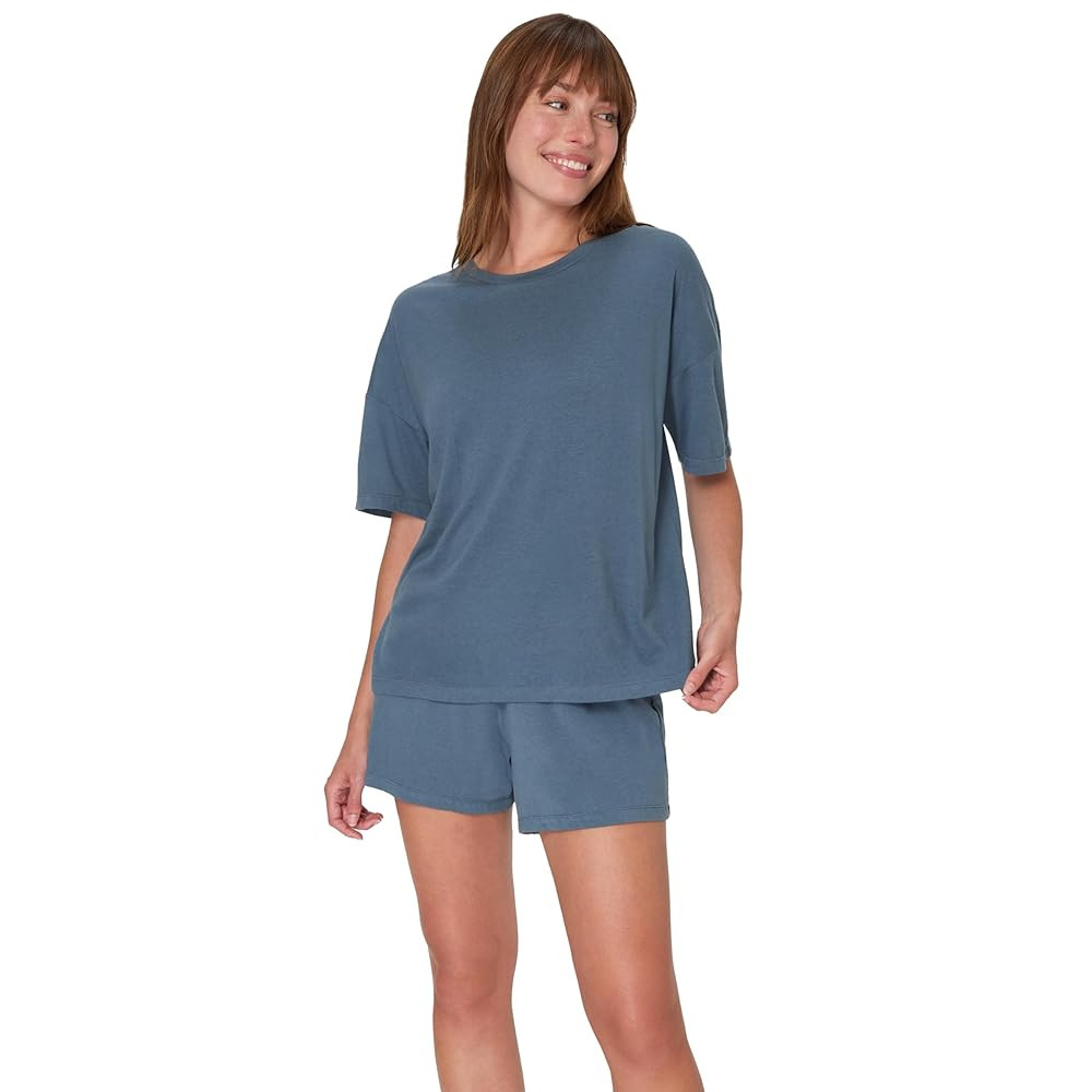 Hanes Women's Originals 2 Piece Lounge, Comfywear Supersoft Boxy T-Shirt & Sleep Shorts Loungewea... | Amazon (US)