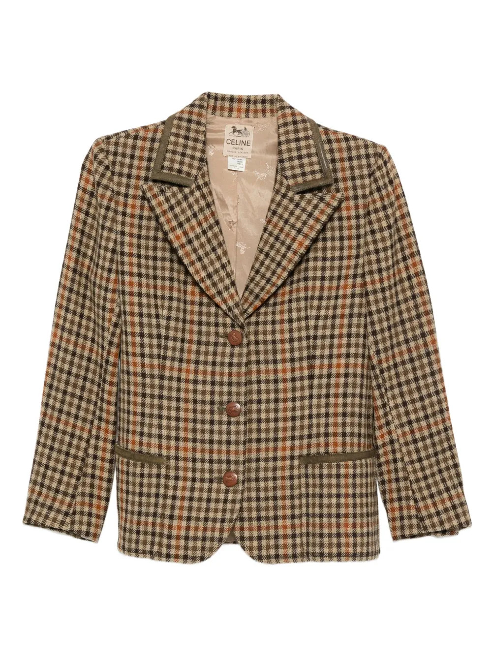 Celine Pre-Owned 1970s Checked Wool Blazer | Brown | FARFETCH | Farfetch Global