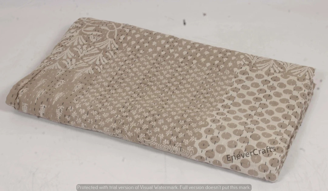 Ajarkh HandBlock Print Handmade Stitched Handblock Kantha Quilt Hippie Bohemian Blanket Throw Bed... | Etsy (US)