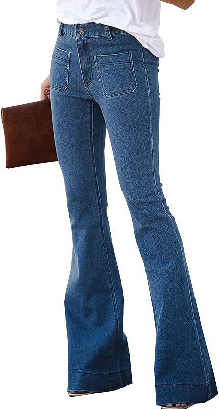 LONGBIDA Womens Jeans Bell Bottom Jeans for Women High Waist Skinny Straight Leg Flare Denim Pant... | Amazon (US)