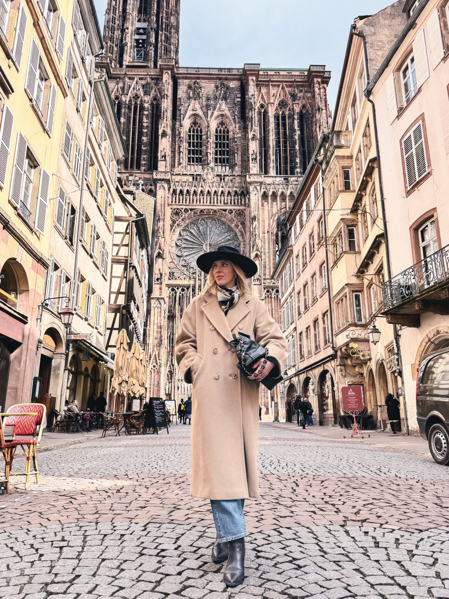 European vacation style, Max Mara camel coat, @Janessa Leone black wool hat, silk scarf outfit, @Zara cropped straight leg jeans 

#LTKOver40 #LTKSeasonal #LTKTravel
